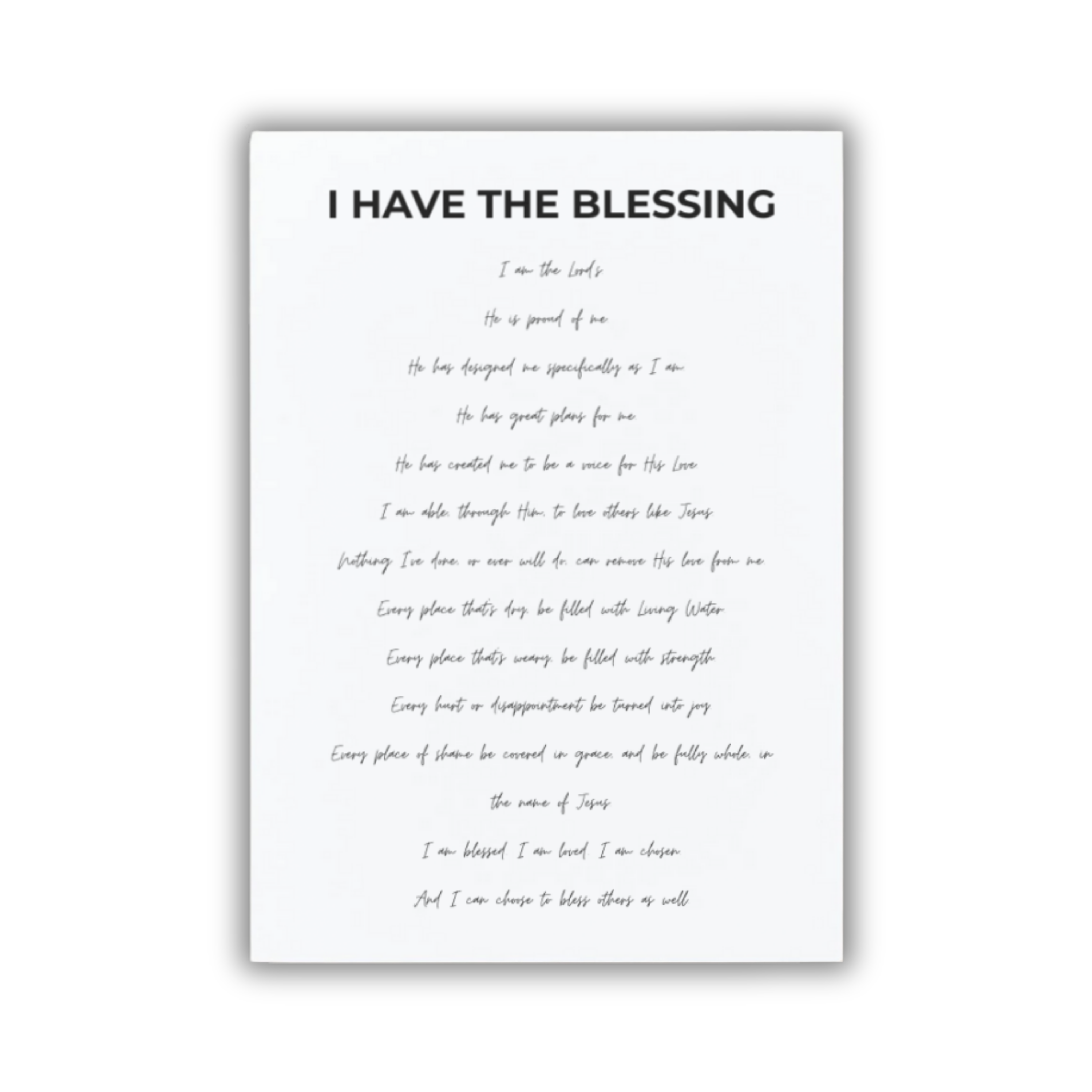 Motivational text on a white 5x7 print