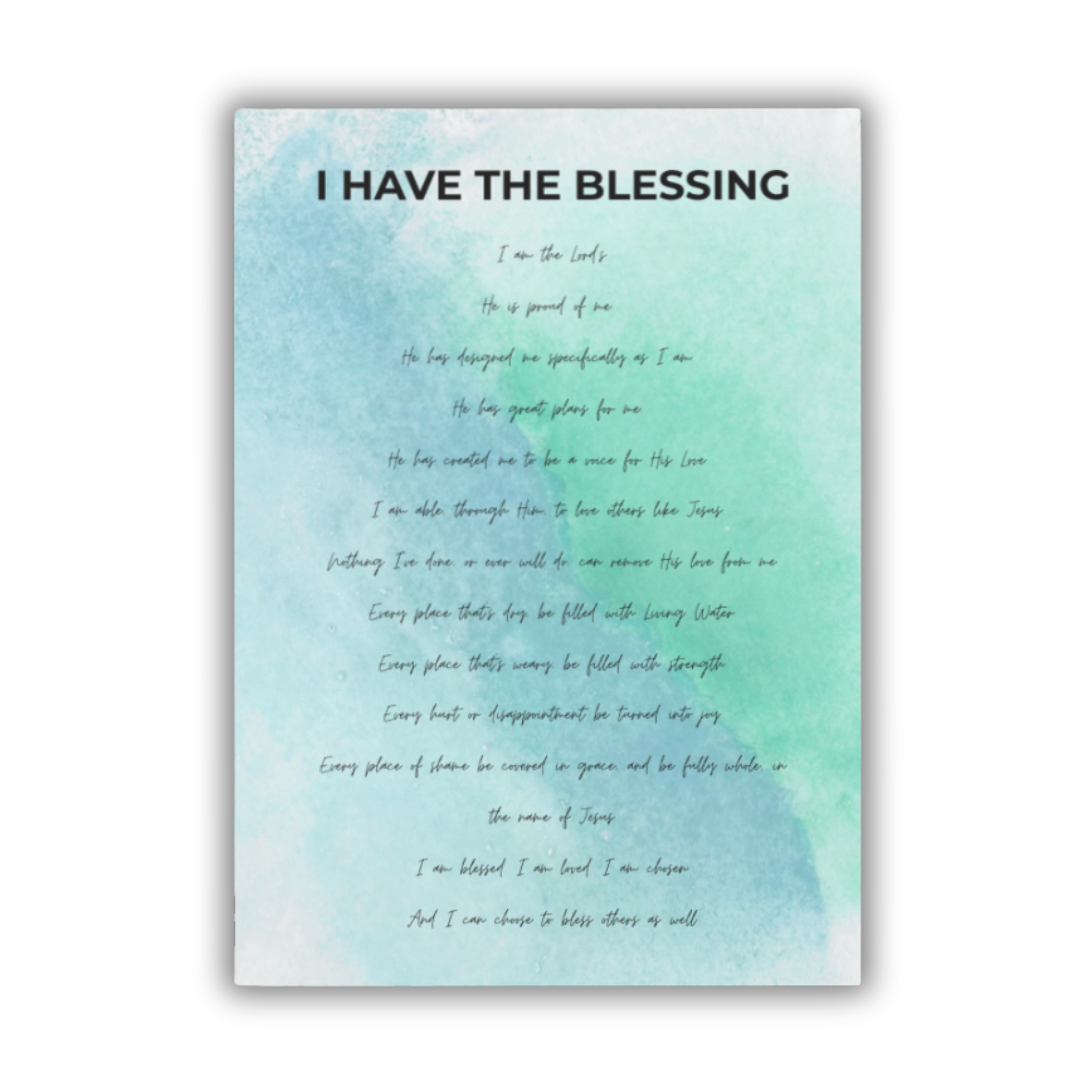 5x7 print with inspirational text on a watercolor background