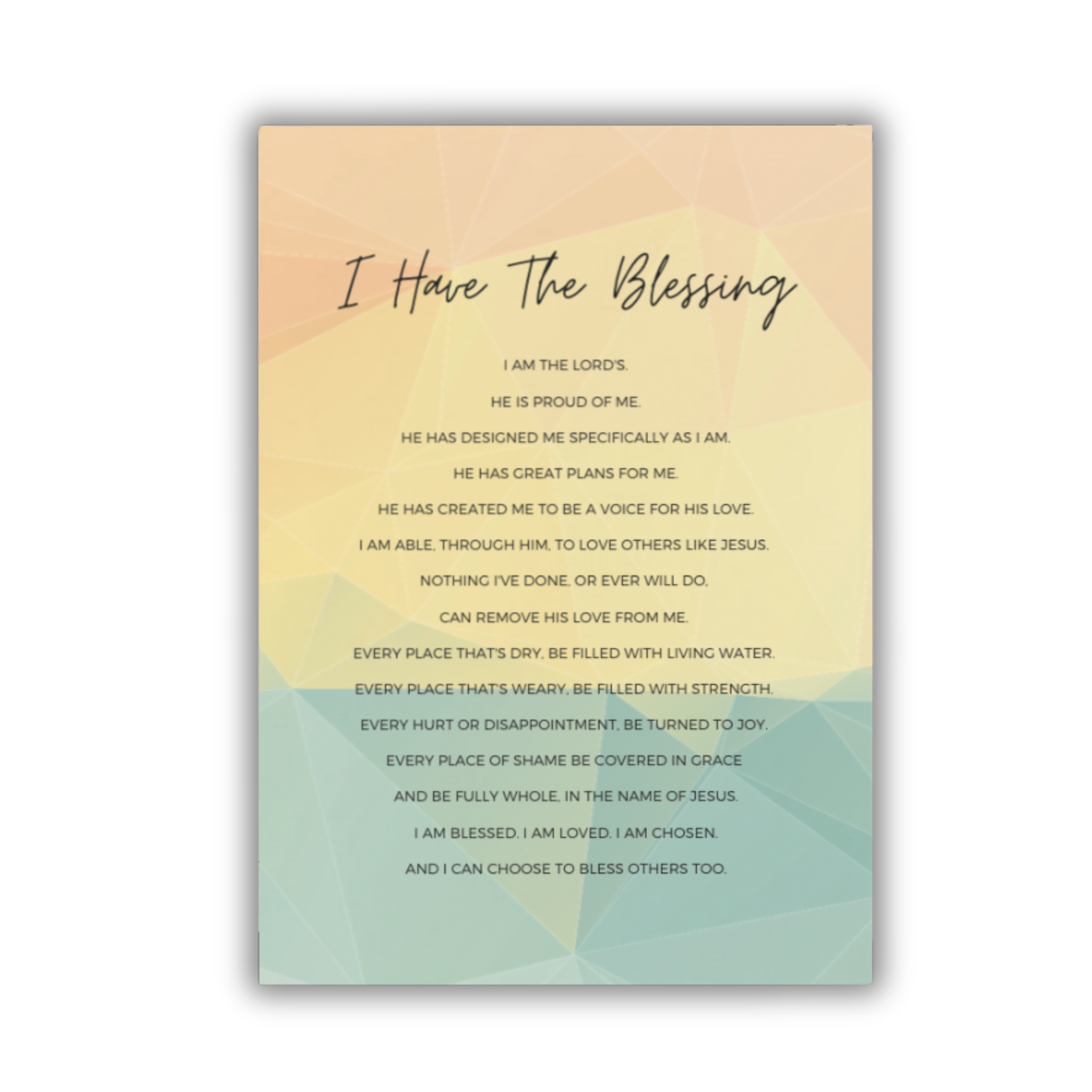 5x7 print with inspirational text on a gradient background