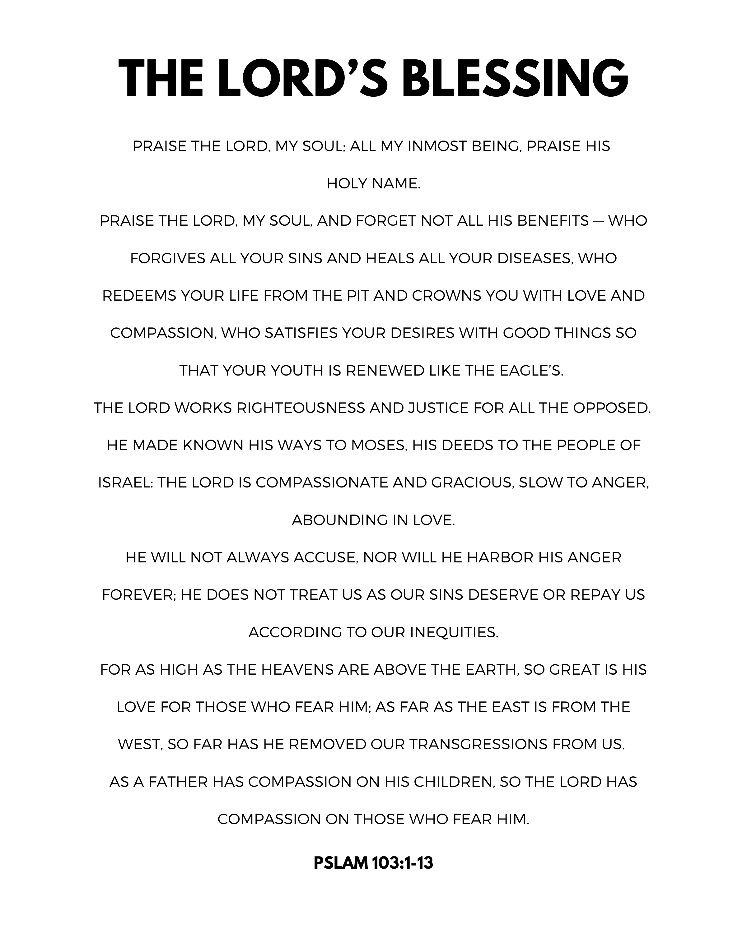 Black text of Psalm 103:1-13 on a white background