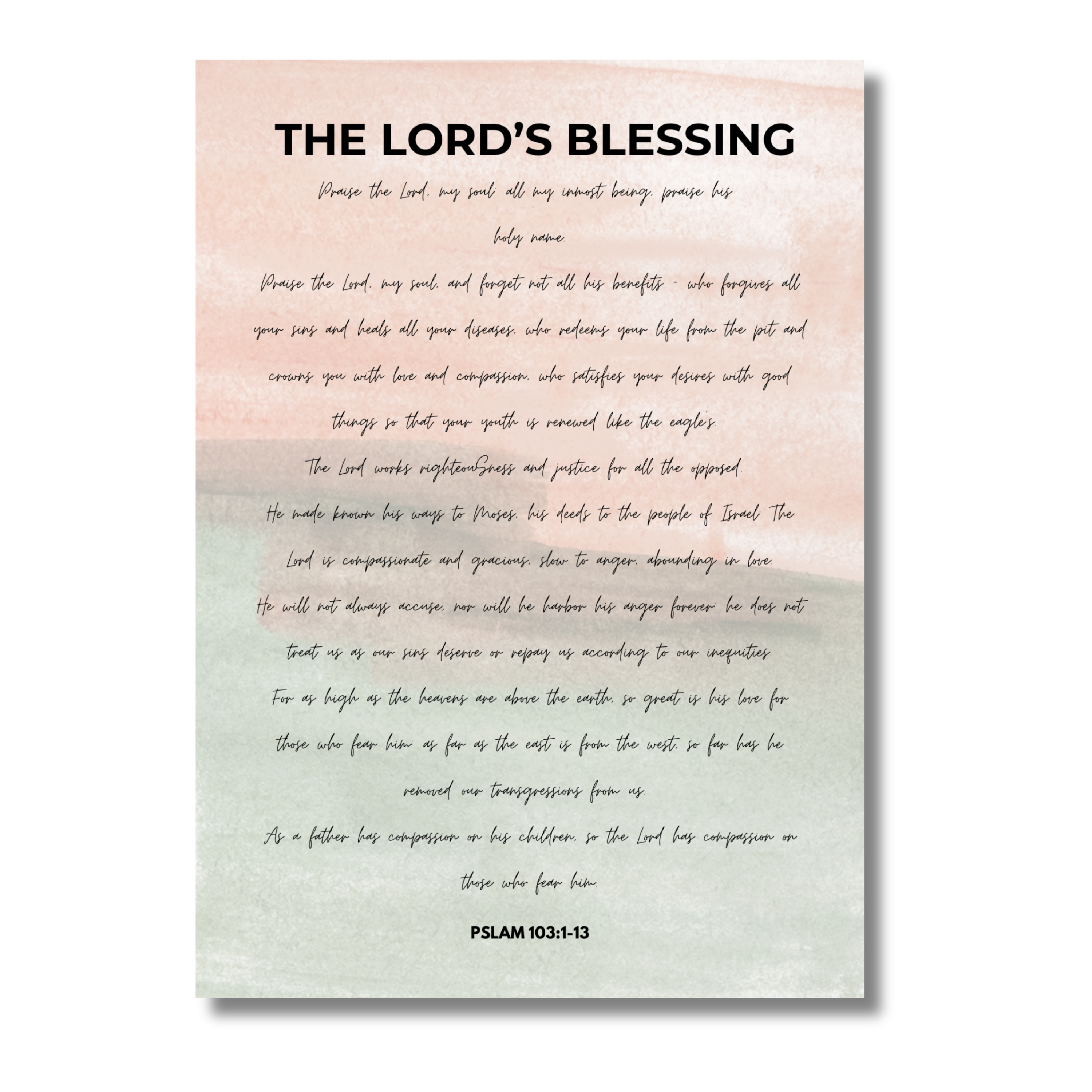 5x7 print with 'The Lord's Blessing' text on a gradient background