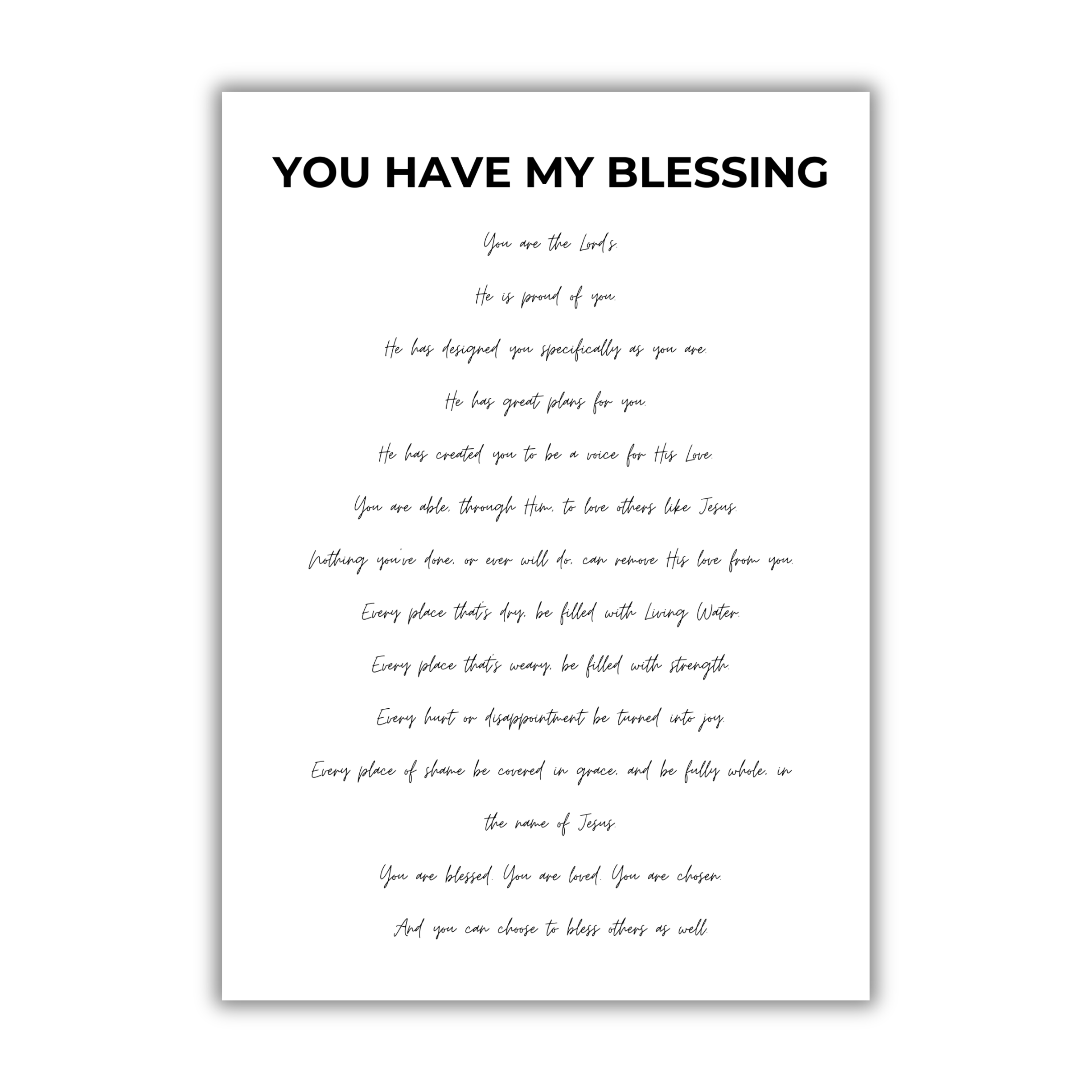 5x7 print with motivational text on a white background