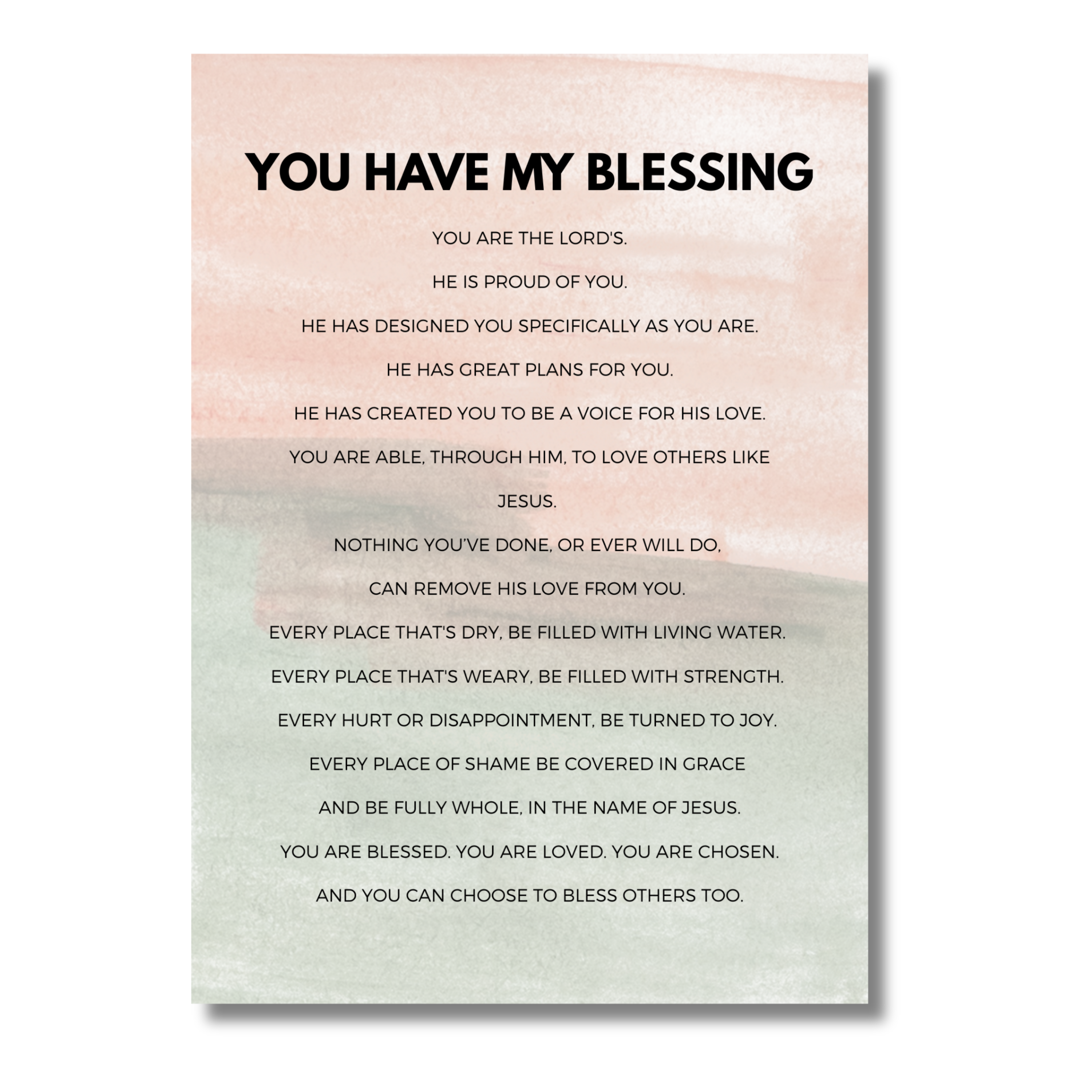 Motivational 5x7 print with text on a gradient background