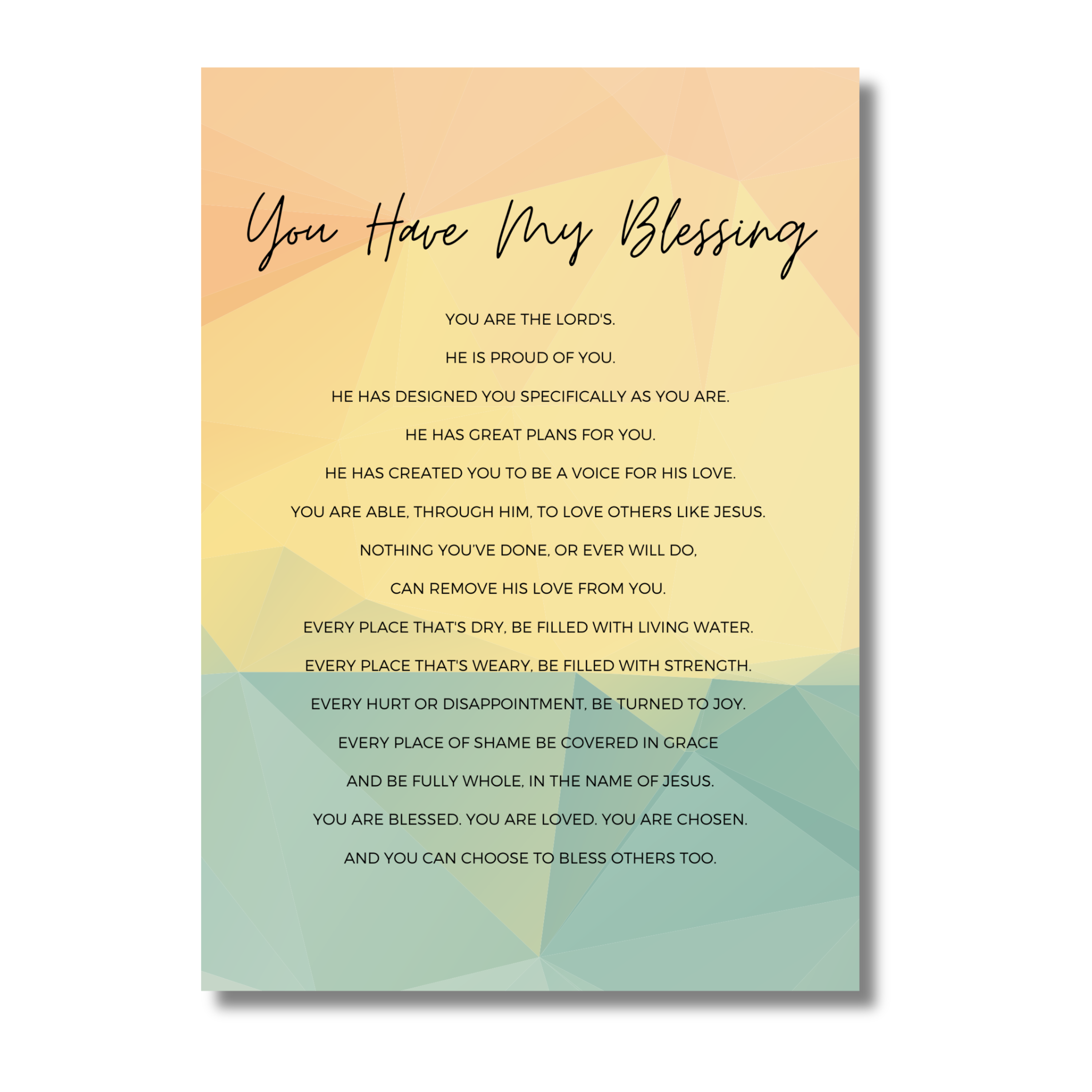 Motivational 5x7 print with text on a gradient background