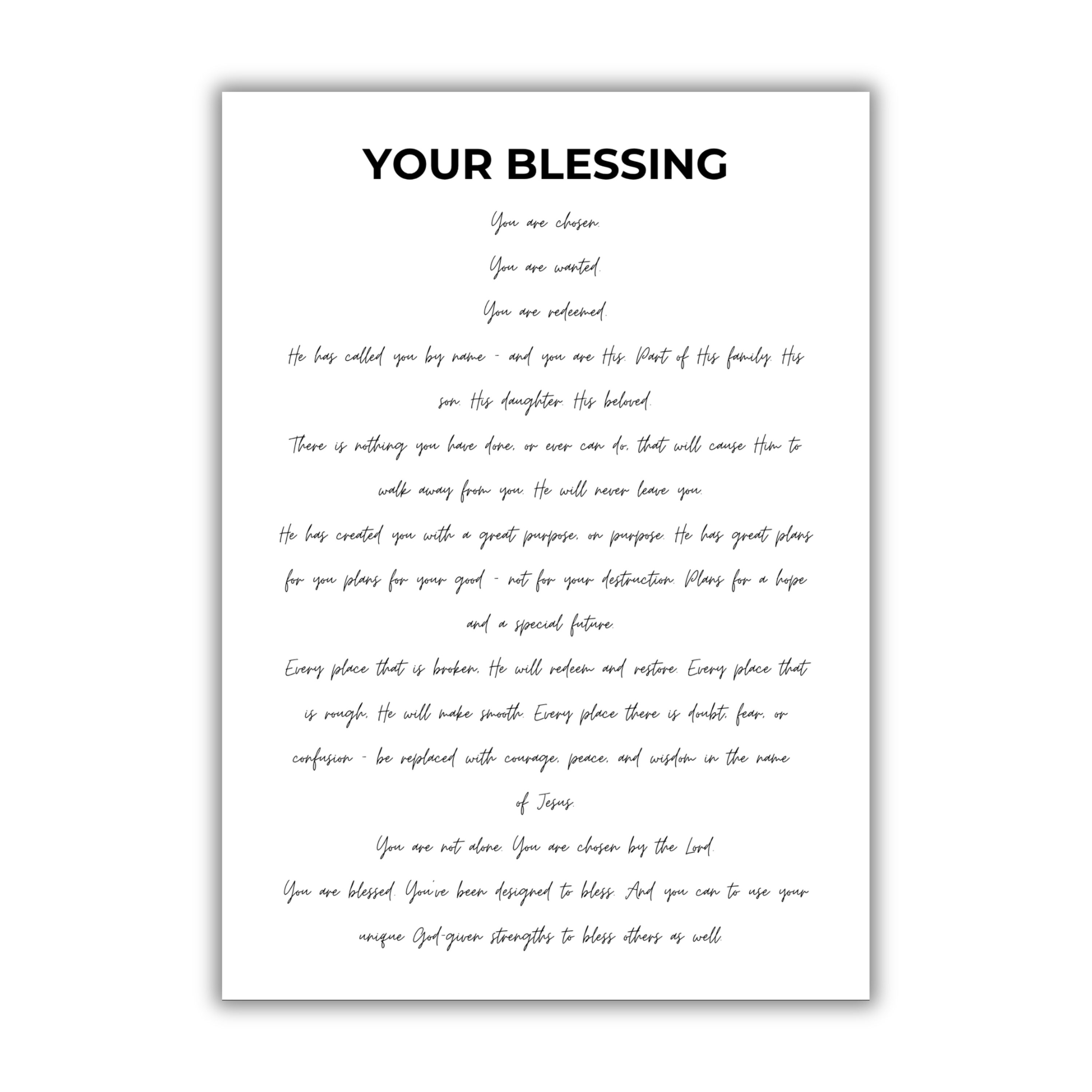 5x7 print with motivational message on a white background