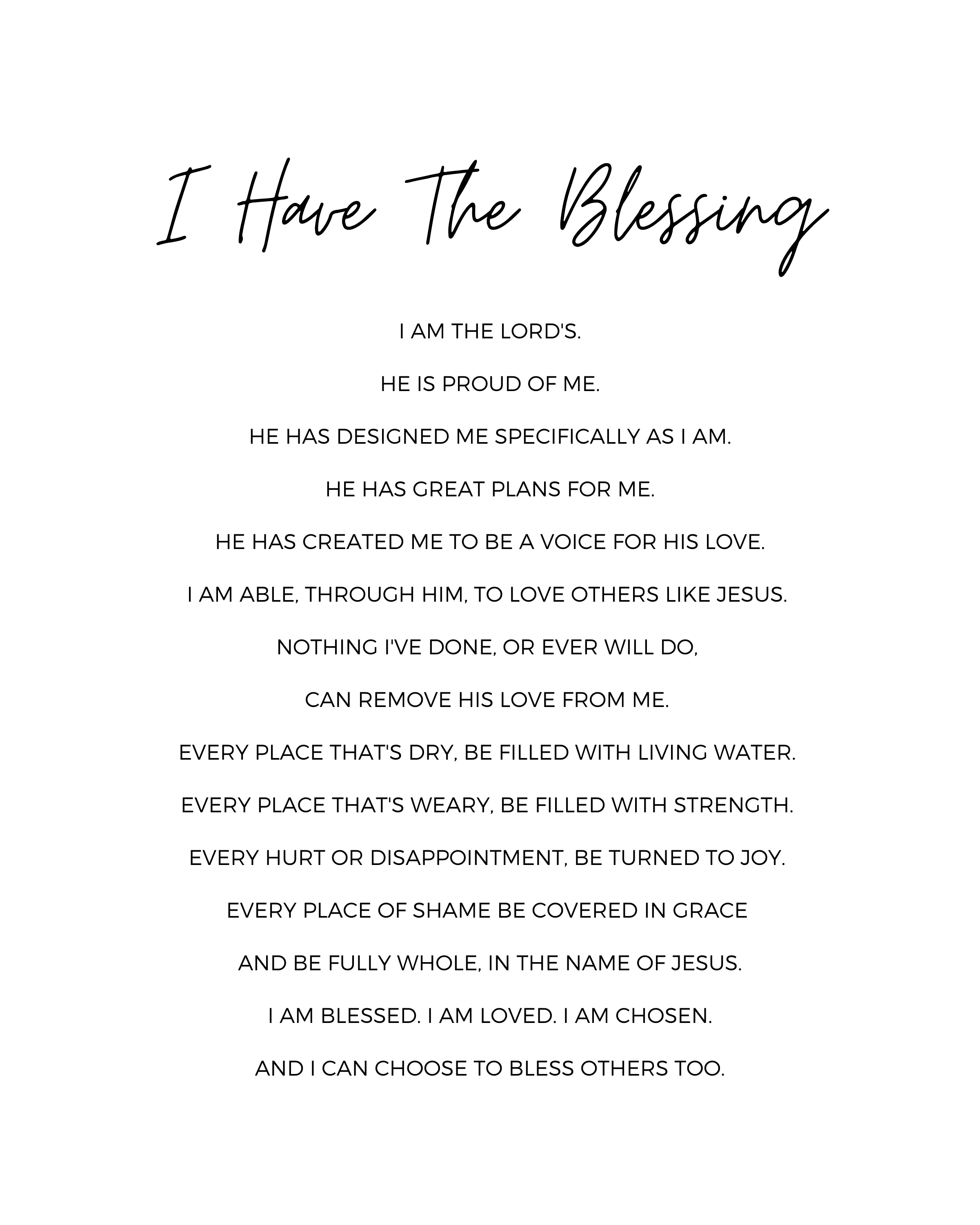 Textual message of blessing on a white background