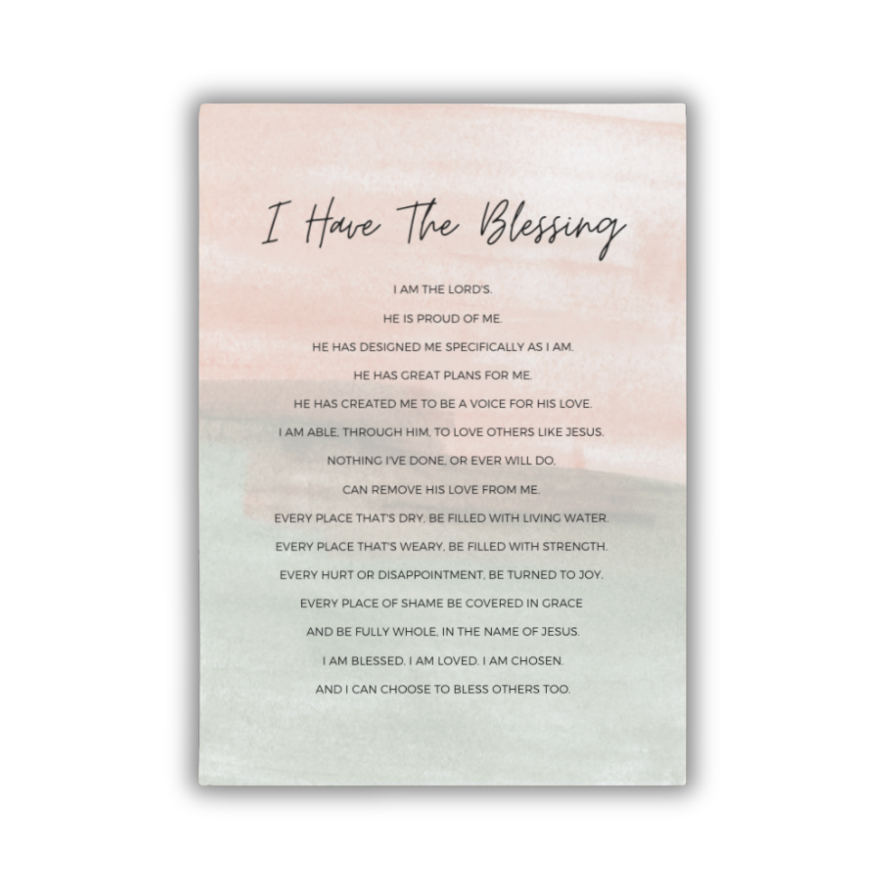 5x7 print with a blessing printed on a gradient background
