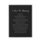 Black 5x7 print with white text on a white background
