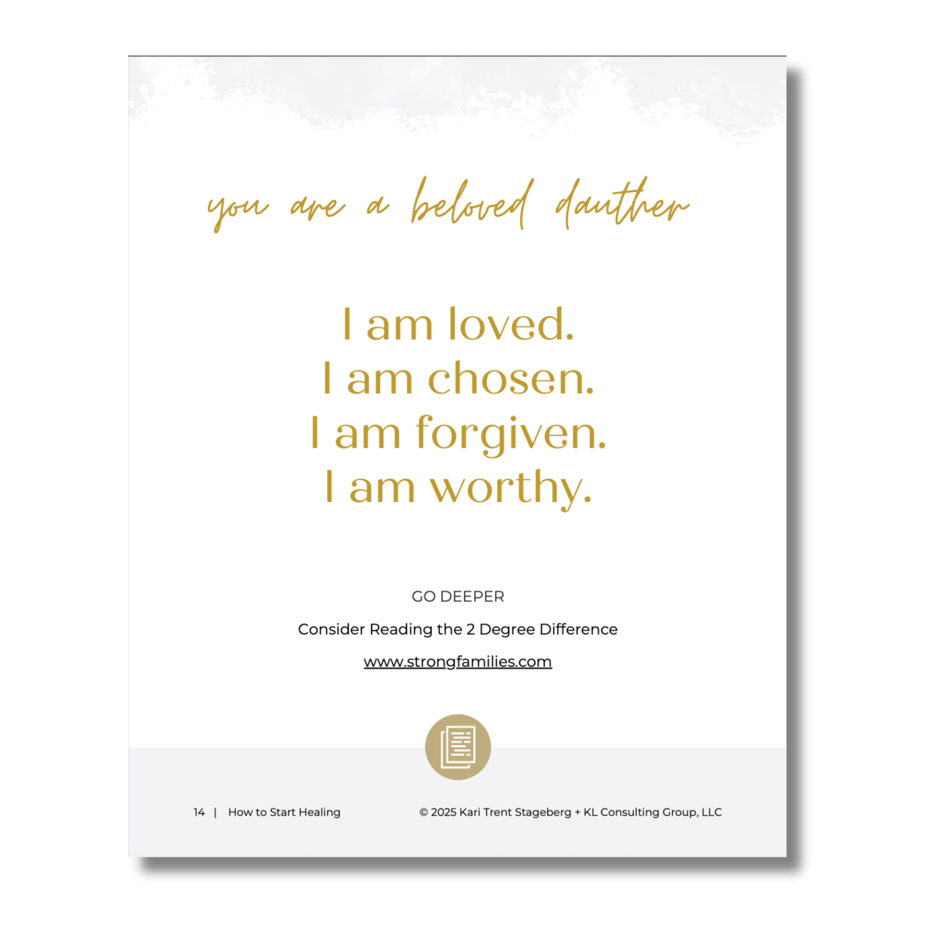 inside page view of How to Start Healing, shows inspirational text