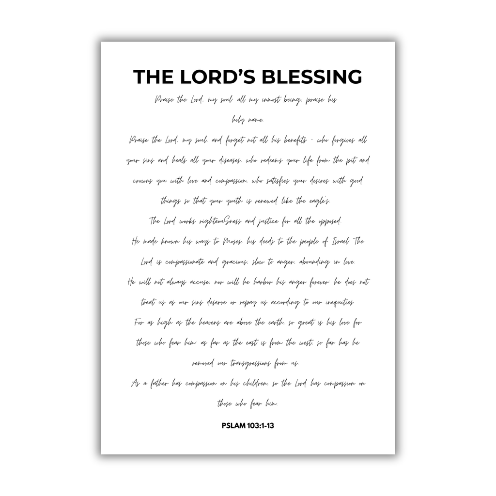 5x7 print with 'The Lord's Blessing' text on a white background