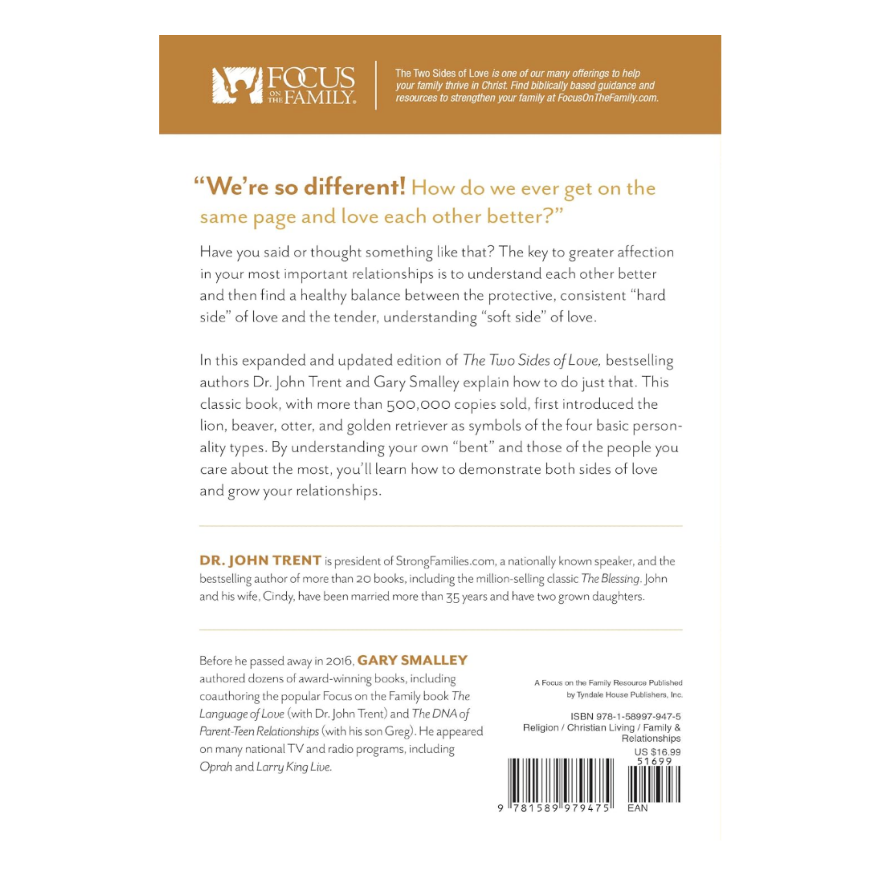 Back cover of The Two Sides of Love book with text